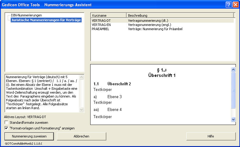 Gedicon Office Tools - Nummerierungsassistent